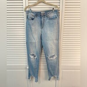 L’Agence slim fit, high waist, chewed hem jean.  Light wash.  Size 30.